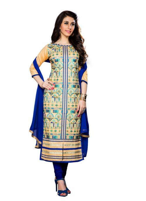 Generic Women’s Cotton Unstitched Salwar Suit-Material With Dupatta (Beige,2.3 Mtrs)