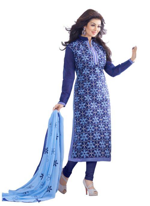 Generic Women’s Chanderi Unstitched Salwar Suit-Material With Dupatta (Blue,2.2 Mtrs)