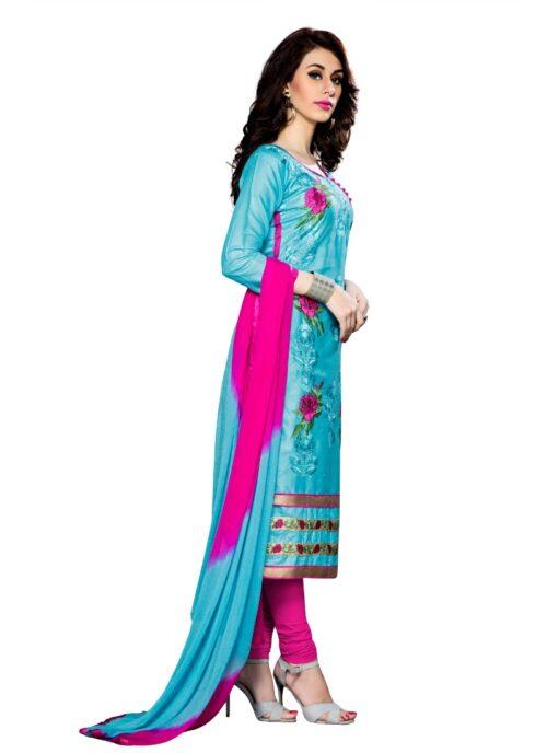 Generic Women’s Cotton Unstitched Salwar Suit-Material With Dupatta (Sky Blue,2.3 Mtrs)