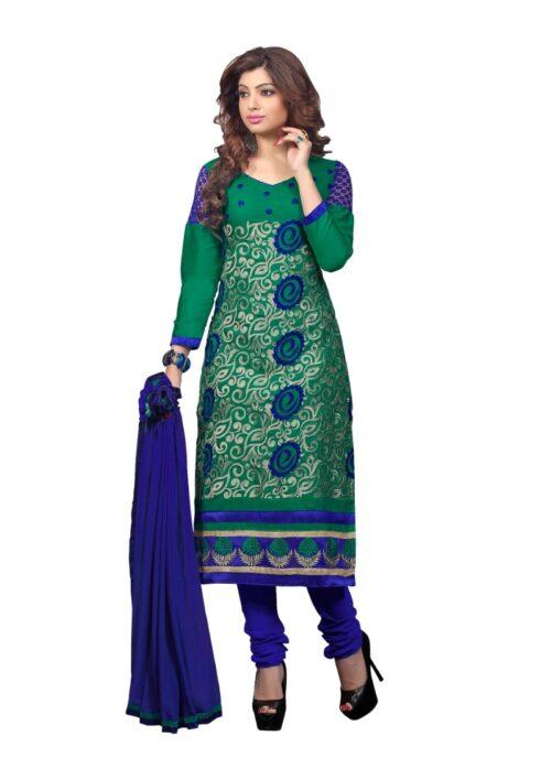 Generic Women’s Glaze Cotton Unstitched Salwar Suit-Material With Dupatta (Green,2.2 Mtrs)