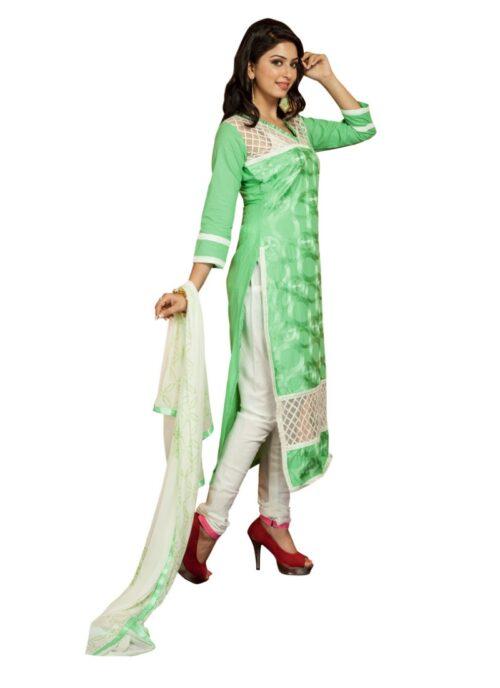 Generic Women’s Cotton Unstitched Salwar Suit-Material With Dupatta (Green,2.2 Mtrs)