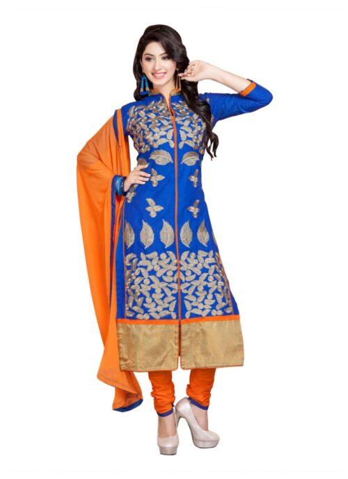 Generic Women’s Cotton Unstitched Salwar Suit-Material With Dupatta (Blue,2.2 Mtrs)