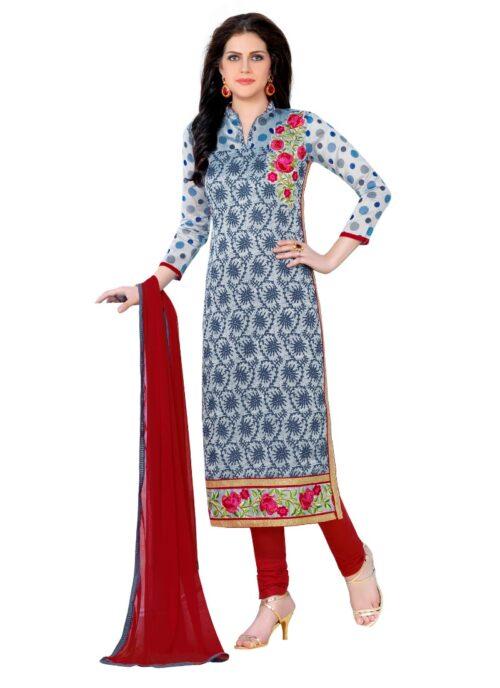 Generic Women’s Cotton Unstitched Salwar Suit-Material With Dupatta (Grey,2.3 Mtrs)