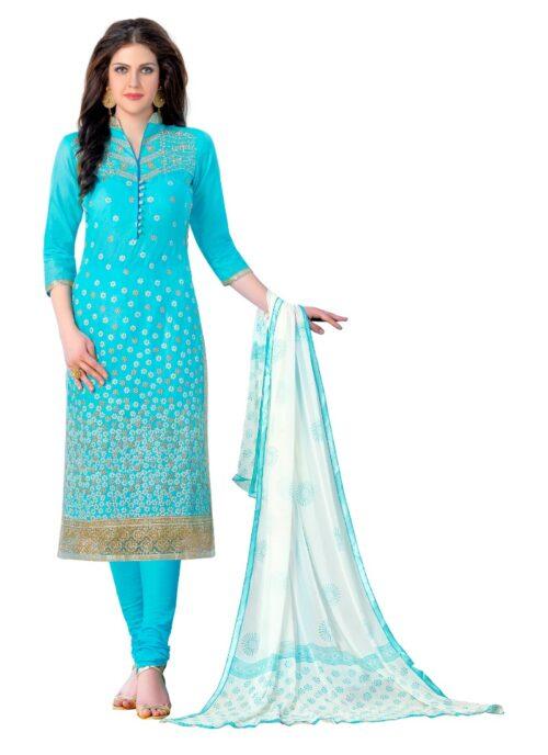 Generic Women’s Cotton Unstitched Salwar Suit-Material With Dupatta (Sky Blue,2.3 Mtrs)