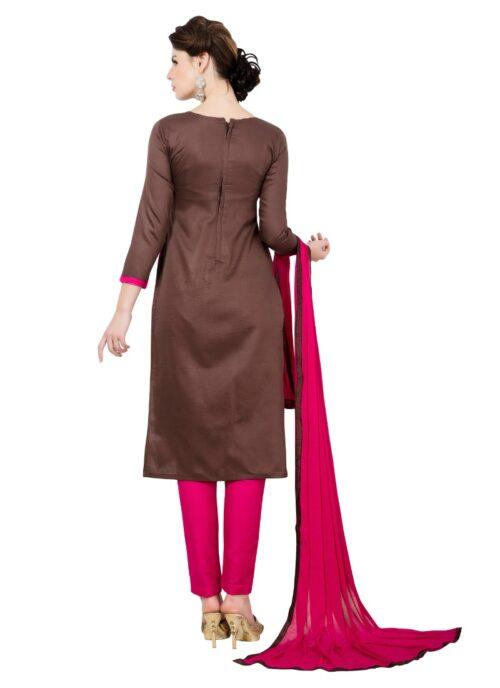 Generic Women’s Cotton Unstitched Salwar Suit-Material With Dupatta (Coffee,2.3 Mtrs)