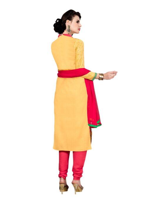 Generic Women’s Cotton Unstitched Salwar Suit-Material With Dupatta (Yellow,2.3 Mtrs)