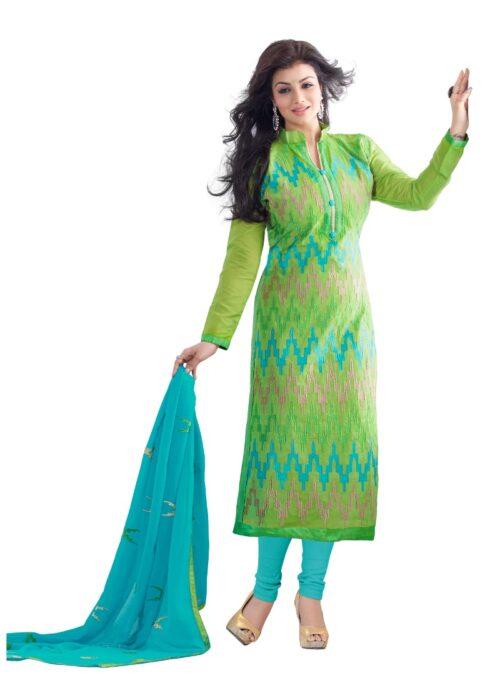 Generic Women’s Chanderi Unstitched Salwar Suit-Material With Dupatta (Light Green,2.2 Mtrs)