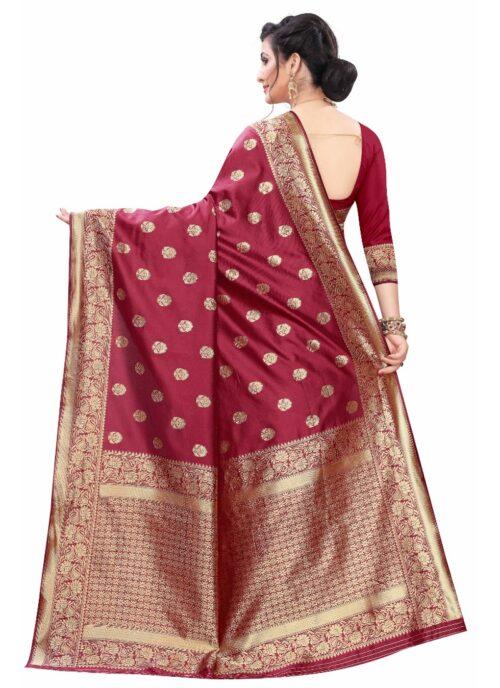 Generic Women’s Silk Blend Saree (Maroon ,5-6Mtrs)