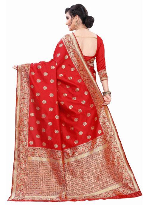 Generic Women’s Silk Blend Saree (Red ,5-6Mtrs)