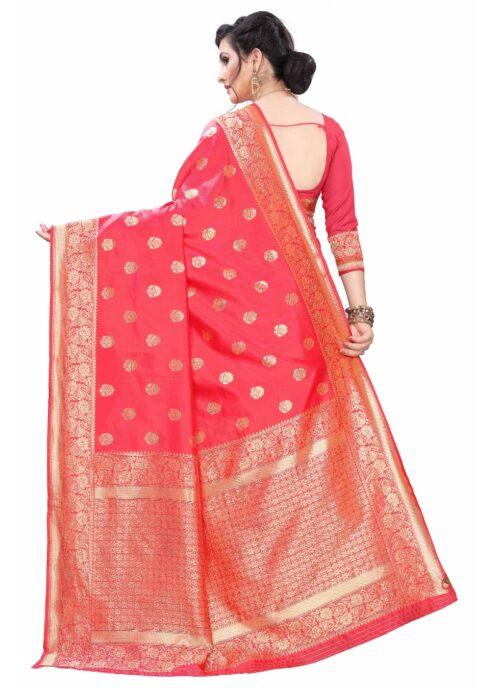 Generic Women’s Silk Blend Saree (Peach ,5-6Mtrs)