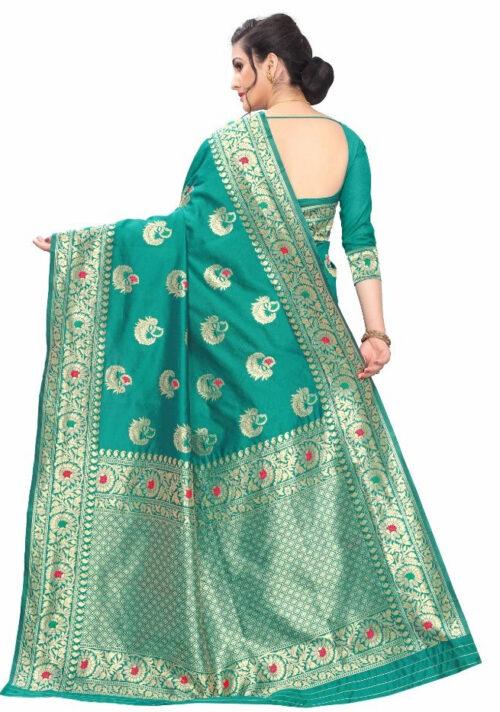 Generic Women’s Jacquard Saree (Rama ,5-6Mtrs)