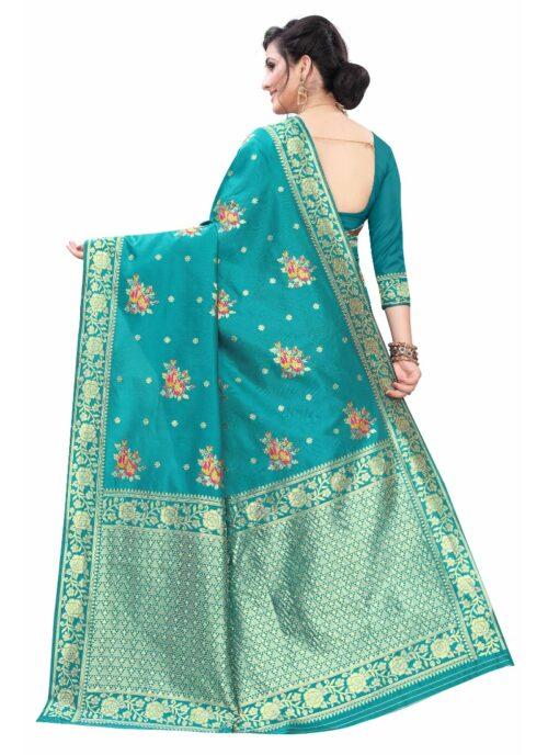 Generic Women’s Silk Blend Saree (Rama ,5-6Mtrs)