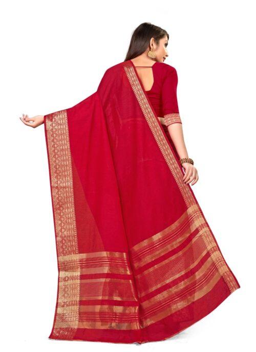 Generic Women’s Cotton Blend Saree (Red ,5-6Mtrs)