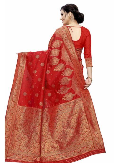 Generic Women’s Jacquard Saree (Red ,5-6Mtrs)