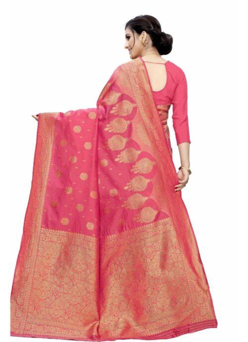 Generic Women’s Jacquard Saree (Pink ,5-6Mtrs)