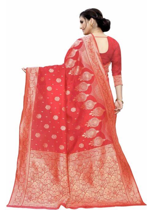 Generic Women’s Jacquard Saree (Peach ,5-6Mtrs)