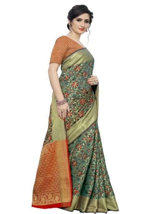 Generic Women's Jacquard Saree (Multi ,5-6Mtrs) - Image 3