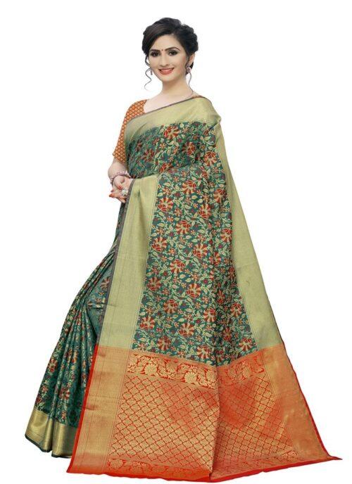 Generic Women's Jacquard Saree (Multi ,5-6Mtrs) - Image 4