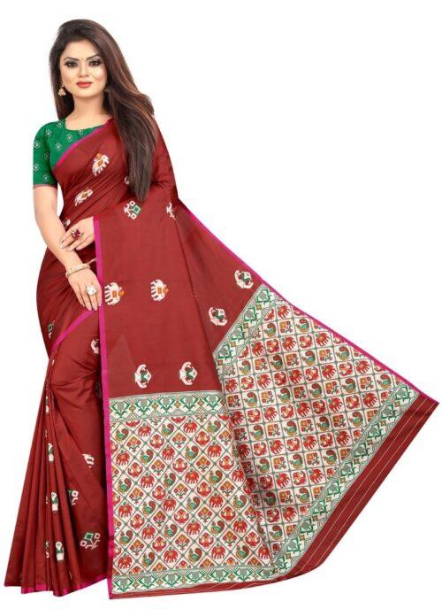 Generic Women’s Jacquard Saree (Maroon ,5-6Mtrs)