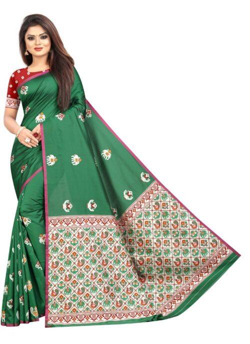 Generic Women’s Jacquard Saree (Green ,5-6Mtrs)