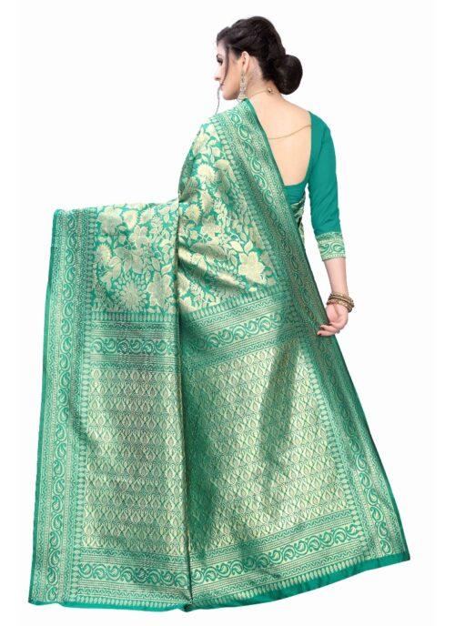 Generic Women’s Banarasi Silk Jacquard Saree (Green ,5-6Mtrs)