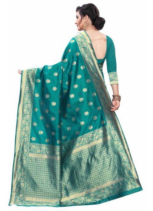 Generic Women’s Silk Blend Saree (Rama ,5-6Mtrs)