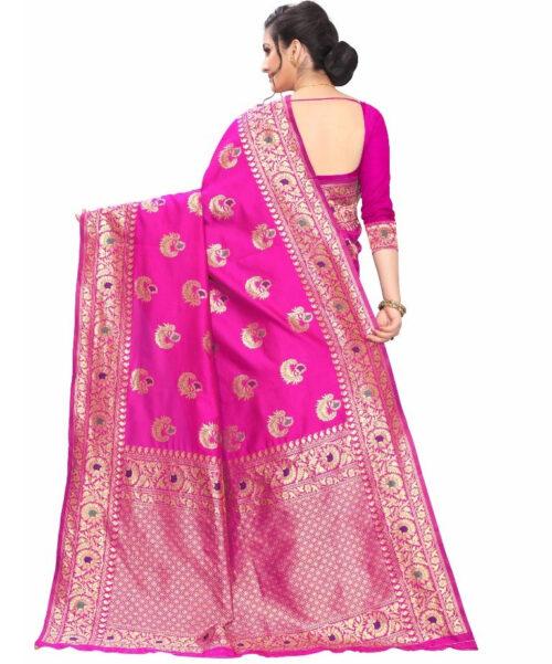 Generic Women’s Jacquard Saree (Pink ,5-6Mtrs)