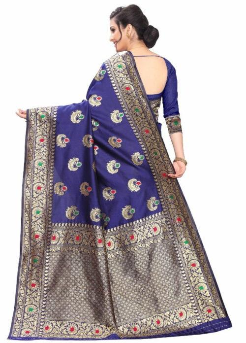 Generic Women’s Jacquard Saree (Navy Blue ,5-6Mtrs)