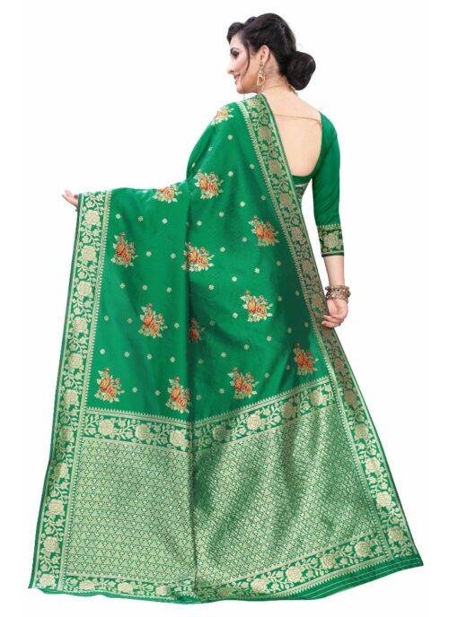 Generic Women’s Silk Blend Saree (Green ,5-6Mtrs)