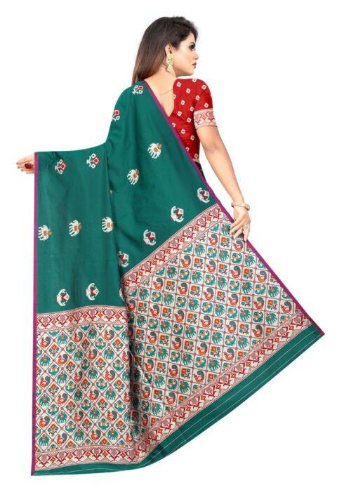 Generic Women’s Jacquard Saree (Dark Green ,5-6Mtrs)