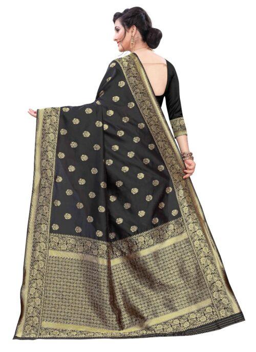 Generic Women’s Silk Blend Saree (Black ,5-6Mtrs)