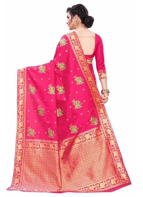 Generic Women’s Silk Blend Saree (Rasberry Red ,5-6Mtrs)