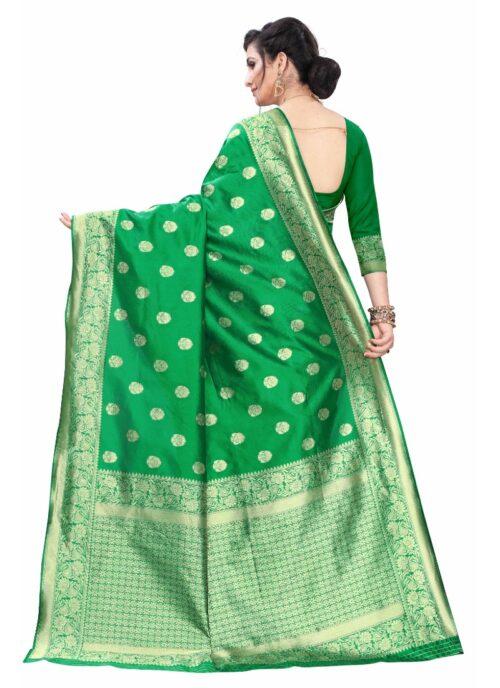 Generic Women’s Silk Blend Saree (Green ,5-6Mtrs)