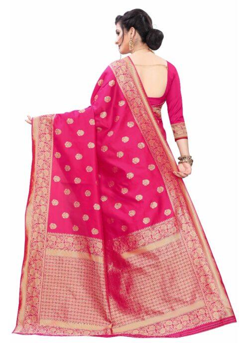 Generic Women’s Silk Blend Saree (Rasberry Red ,5-6Mtrs)