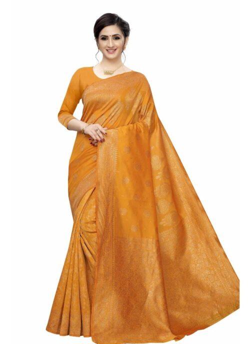 Generic Women’s Jacquard Saree (Gold ,5-6Mtrs)