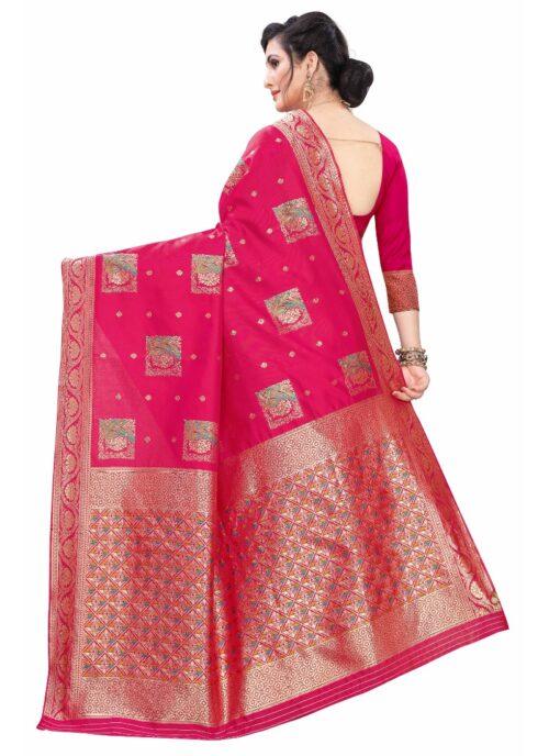 Generic Women’s Silk Blend Saree (Red ,5-6Mtrs)