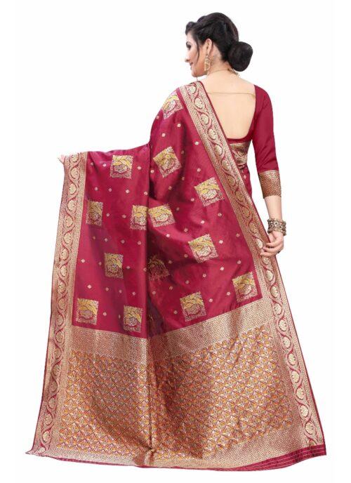 Generic Women’s Silk Blend Saree (Maroon ,5-6Mtrs)