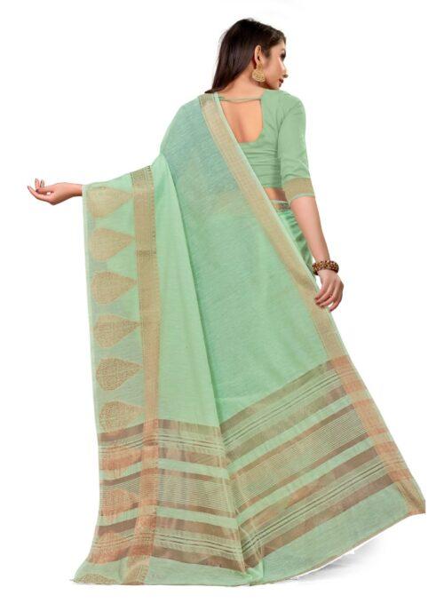 Generic Women’s Cotton Blend Saree (Lite Green ,5-6Mtrs)