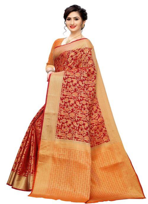 Generic Women's Jacquard Saree (Multi ,5-6Mtrs) - Image 2