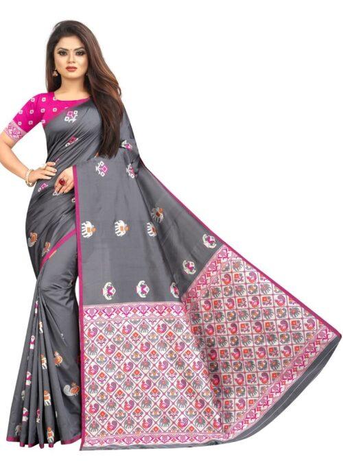 Generic Women's Jacquard Saree (Greay ,5-6Mtrs)