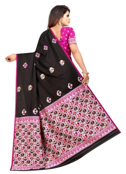 Generic Women's Jacquard Saree (Black ,5-6Mtrs) - Image 2