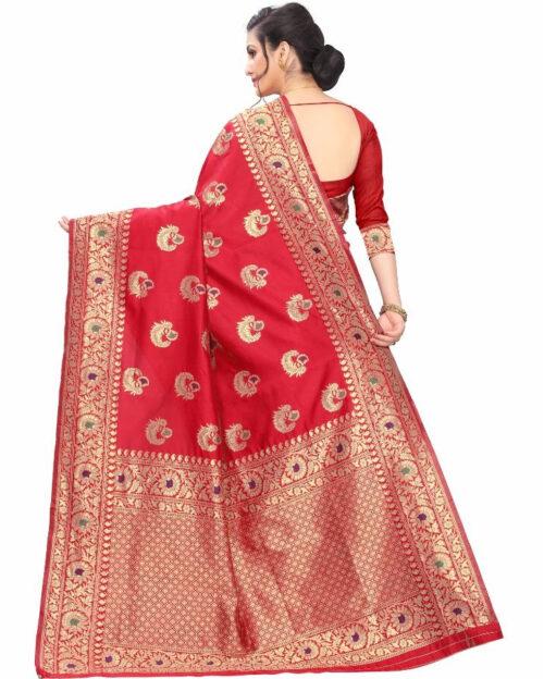 Generic Women’s Jacquard Saree (Red ,5-6Mtrs)