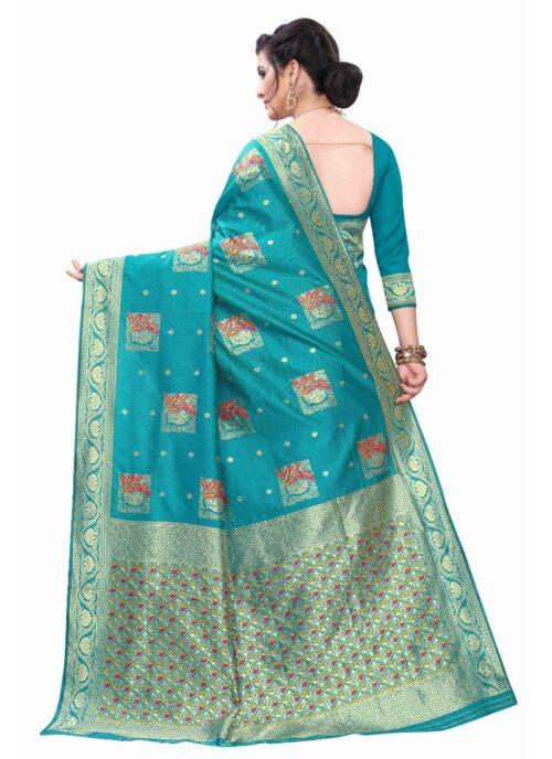 Generic Women’s Silk Blend Saree (Rama ,5-6Mtrs)