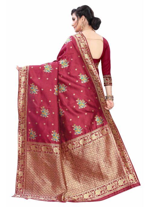 Generic Women’s Silk Blend Saree (Maroon ,5-6Mtrs)