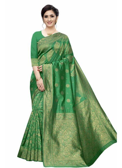 Generic Women’s Jacquard Saree (Green ,5-6Mtrs)