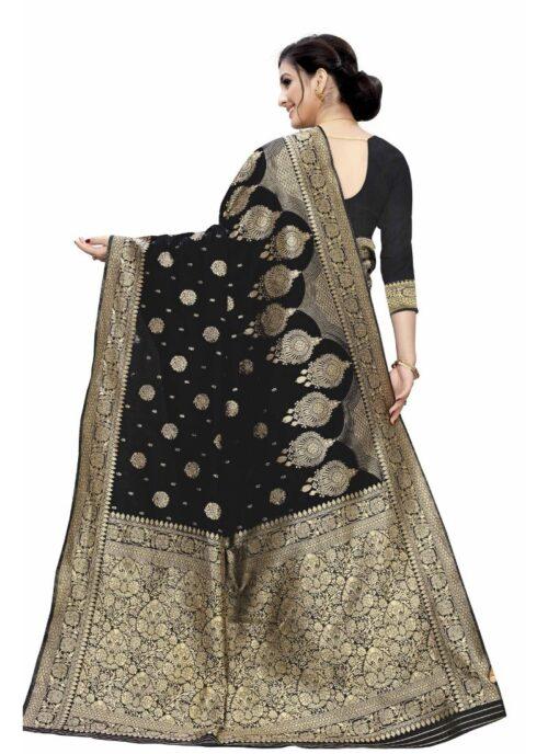 Generic Women’s Jacquard Saree (Black ,5-6Mtrs)