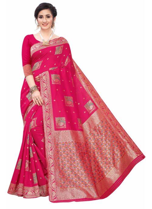 Generic Women’s Silk Blend Saree (Red ,5-6Mtrs)