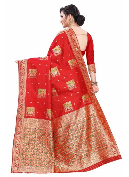 Generic Women’s Silk Blend Saree (Red ,5-6Mtrs)