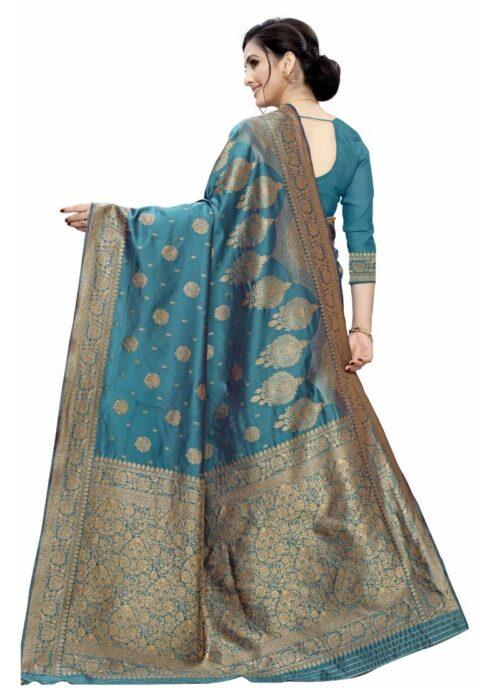 Generic Women’s Jacquard Saree (Rama ,5-6Mtrs)