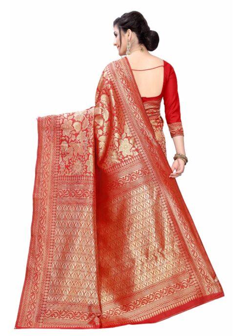 Generic Women’s Banarasi Silk Jacquard Saree (Red ,5-6Mtrs)